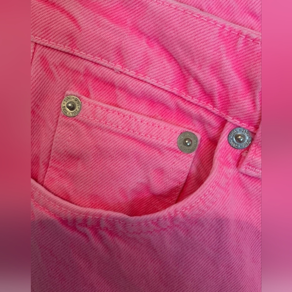 Zara Barbie neon pink wide leg jeans NWT  4 - Picture 6 of 9